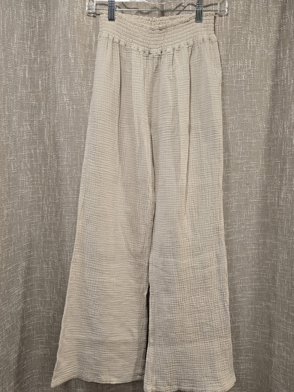Industry - Wide Leg Breezy Gauze Pants in Light Beige